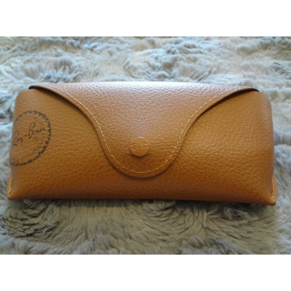 Ray Ban Brown Leather Sunglass Case with Snap Closure